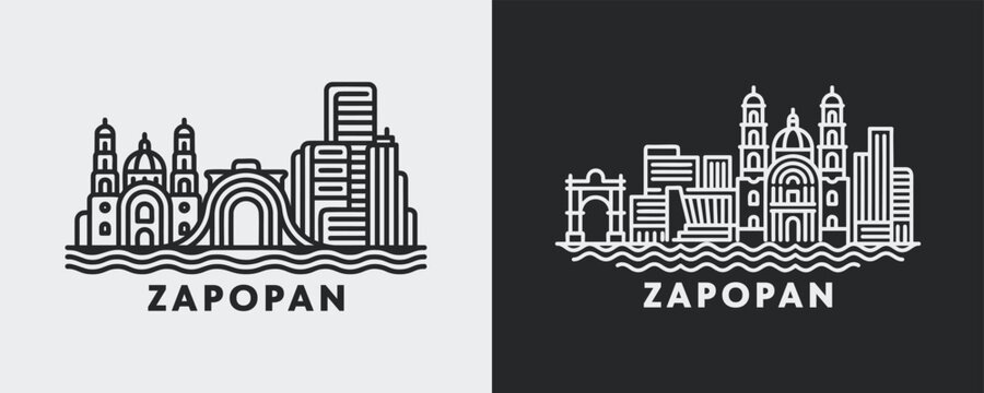 Zapopan Mexico Cityscape Line Art Drawing