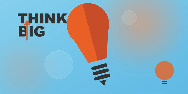 Think big concept with light bulb illustration