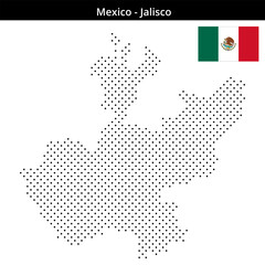 Obraz premium Map of Mexico region Jalisco in small cross shaped dots