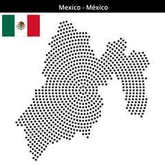 Obraz premium Map of Mexico region México in concentric medium dots