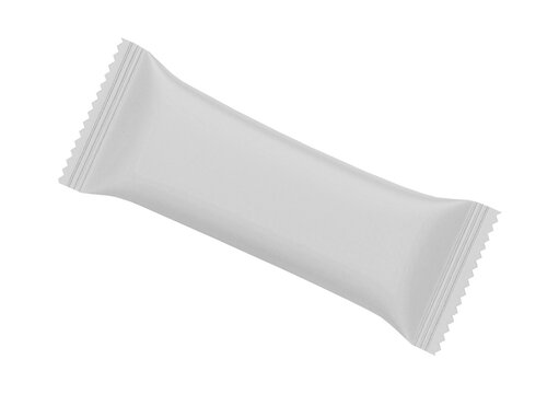 White food snack bar packaging mockup isolated on blank surface.