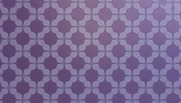 Purple geometric tessellated pattern with symmetrical floral motif