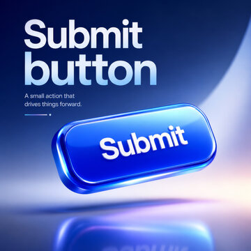 Blue 3D Submit Button for Modern Website Interface and Marketing