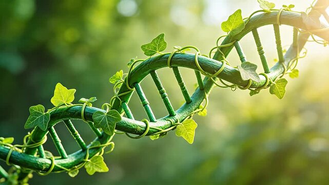 Green DNA helix with ivy
