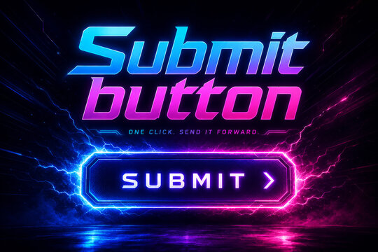 Futuristic Neon Submit Button Interface for Gaming and Modern Tech Apps