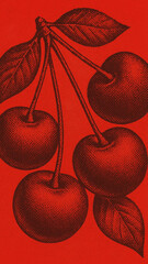 Obraz premium Vintage cherries art mobile wallpaper