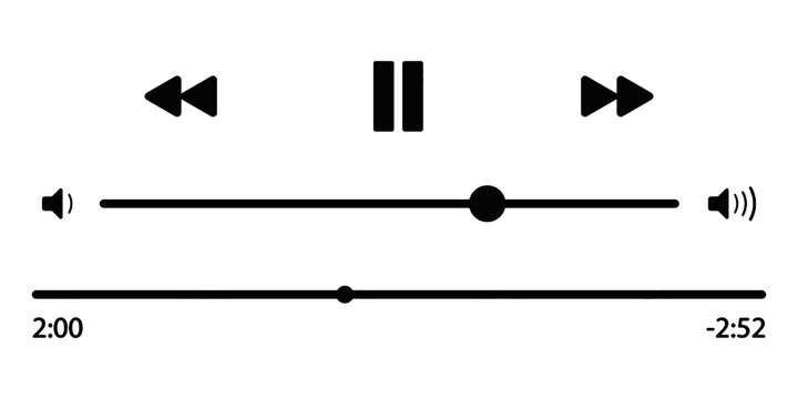 Music Player Media and Mobile Navigation UI Icon Set. Vector Illustration of Smartphone App Interface Elements.