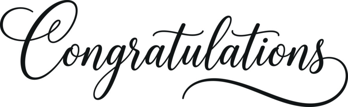 Congratulations calligraphy script text graphic with congratulations, typography