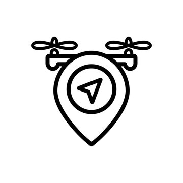 Drone location pin icon vector for GPS tracking and aerial navigation symbol