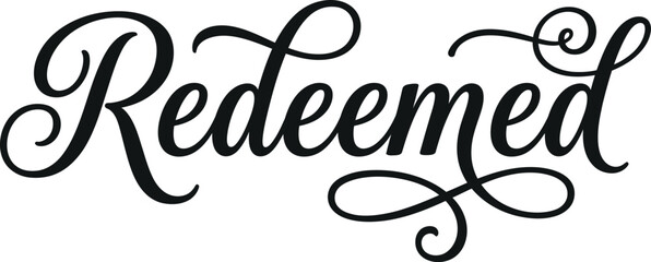 Redeemed calligraphy script text graphic with redeemed calligraphy typography © HASNA