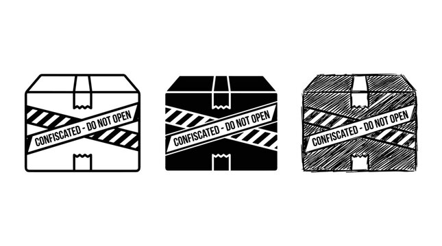 Confiscated Item Box Icons with "Do Not Open" Tape Warning