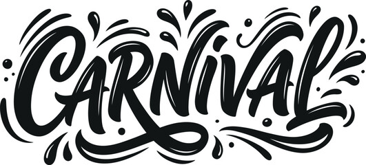Carnival hand lettering typography design with splash and splatter effects © HASNA