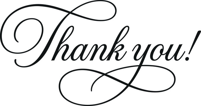 Thank you calligraphy script text graphic with calligraphy typography isolated
