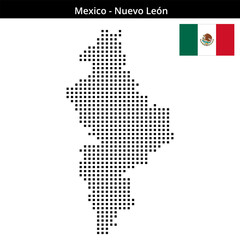 Obraz premium Map of Mexico region Nuevo-León in medium size square dots