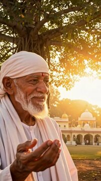 Sai Baba Indian god pernam video. Hindu god Shirdi Sai Baba, guru purnima video. 