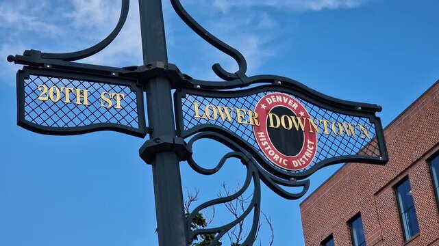 20th Street Lower Downtown Denver Historic District, Vintage Street Sign Colorado USA