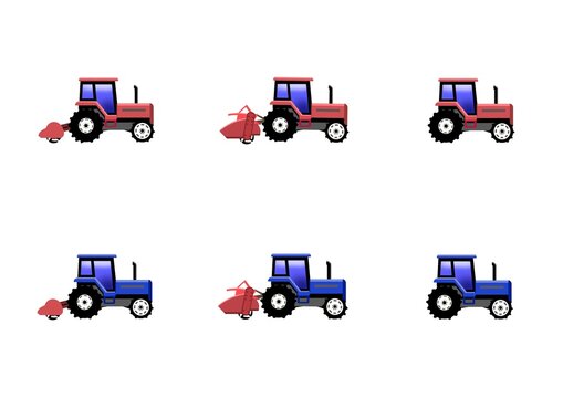 Tractor set、トラクター白バック