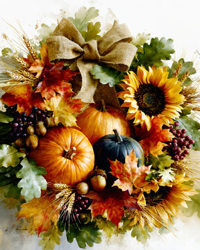 Rustic Autumn Harvest Wreath &ndash; AI Generative