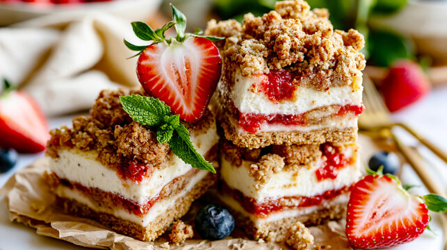  Berry Cheesecake Crumble Bars AI Generative