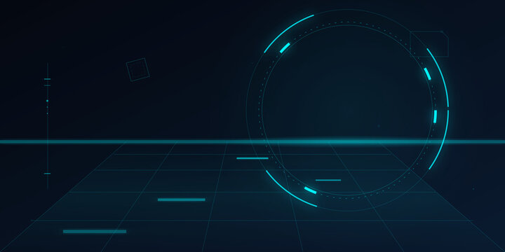 Futuristic digital interface with glowing circular hud elements