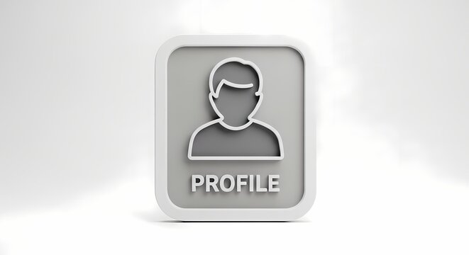 User profile avatar button with text label on square UI icon with generated by