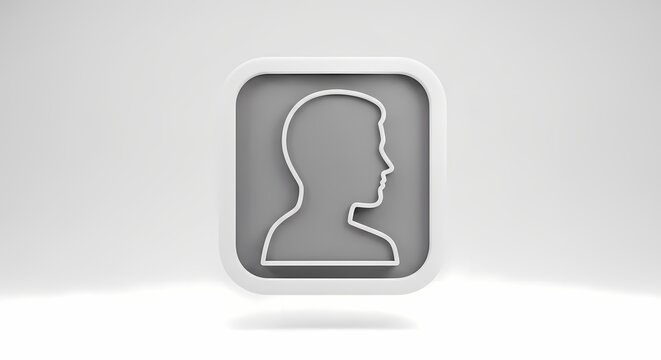 Minimalist human profile avatar icon on a soft grey square base