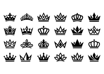 Black Crown Silhouettes Vector Icons Collection Set © alok.visuals