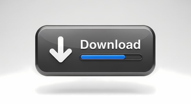 3D rendered download button with progress bar interface with generated by AI