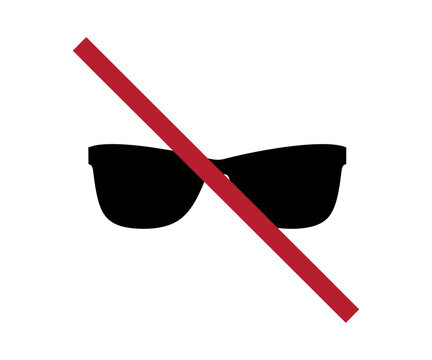BP 017: No sunglasses icon sign. Behaviour of the public illustration on transparent background. 
