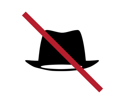 BP 015: No headwear icon sign. Behaviour of the public illustration on transparent background. 


