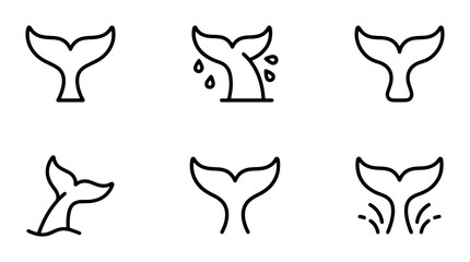 Whale Tail Icons Set, Ocean Marine Mammal Fluke Vector Graphics, Aquatic Wildlife Symbols © SharikaShammi