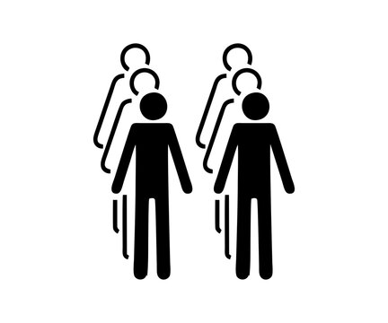 BP 004: Line up or queue in twos icon sign. Behaviour of the public illustration on transparent background. 
