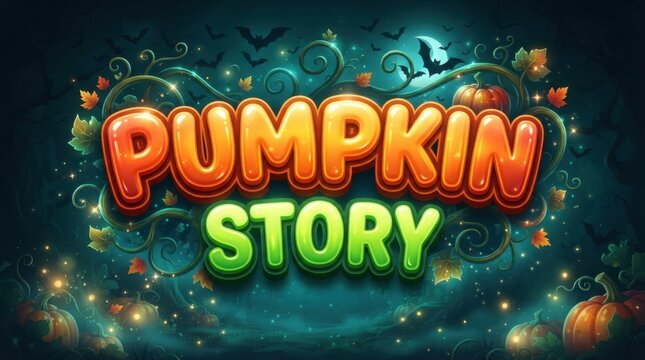 3D Pumpkin Story Halloween Logo Text Graphic