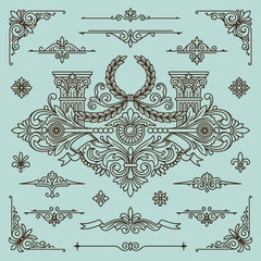 Ornate Victorian Scrollwork and Floral Design Elements. © e8studio