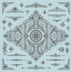 Ornate Victorian Style Decorative Border Design Elements. © e8studio
