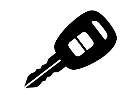 Silhouette car key icon. Modern keys silhouette in black representing vehicle access, security systems, and automotive technology illustration on transparent background. 