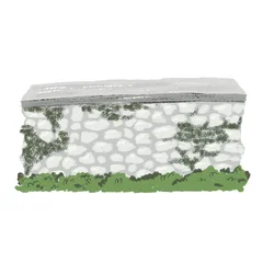 Isolated cartoon hand-drawn illustration of a rustic antique stone fence with moss. © Ekaterina