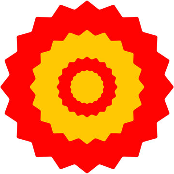 Abstract red and yellow mandala geometric floral ornamen