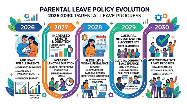 Parental leave policy evolution timeline from 2026 to 2030