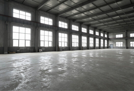 Empty factory workshop, industrial interior