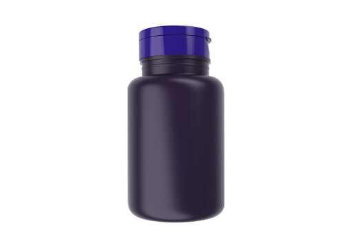 Purple vitamin bottle mockup with glossy cap for wellness web.