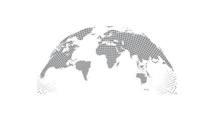 Curved world map dome with square grid tiles - arched halftone earth vector in grey with dissolving corners for global business and technology presentation © NaeemurRahman