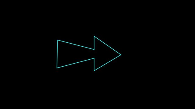 Neon blue arrow icon outline a simple of an pointing to the right, isolated on a solid black background direction right sign design simple direction right sign design simple