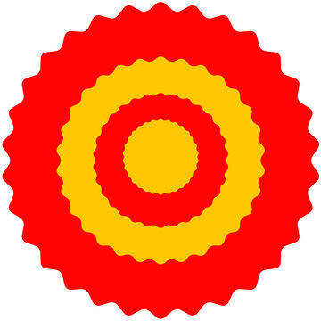 Abstract red and yellow mandala geometric floral ornamen