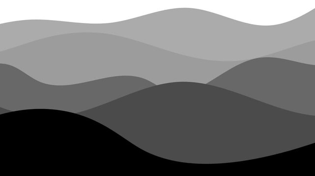 Abstract Minimalist Grayscale Wave Background with Layered Hills