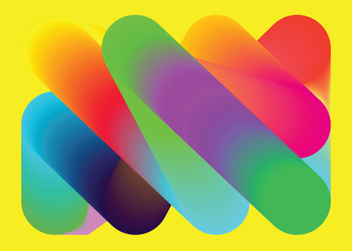 Colorful Square Circle Shape Blending Effect Yellow Background Vector