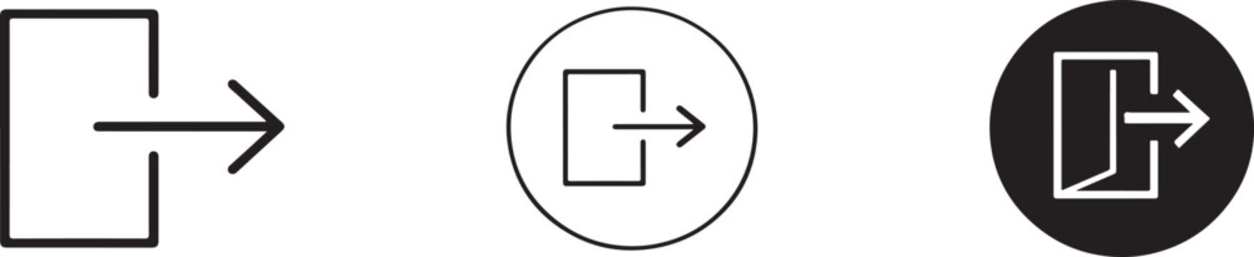 Log out icon set for web, modern UI logout symbols, editable vector collection for apps and websites.
