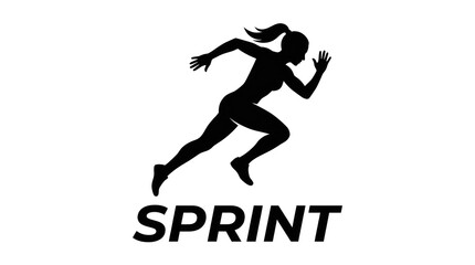 Obraz premium Silhouette of a woman running in a sprint motion