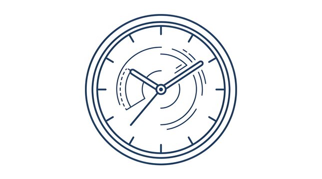 Minimalist clock line art icon for time management
