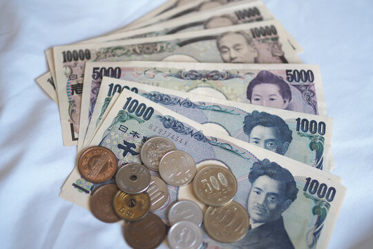 Japanese Yen money. close up of the Japanese yen. currency of Japan that is used to change, buy, sell, accumulate, invest, financial, exchange rate, value, accounting, international exchange